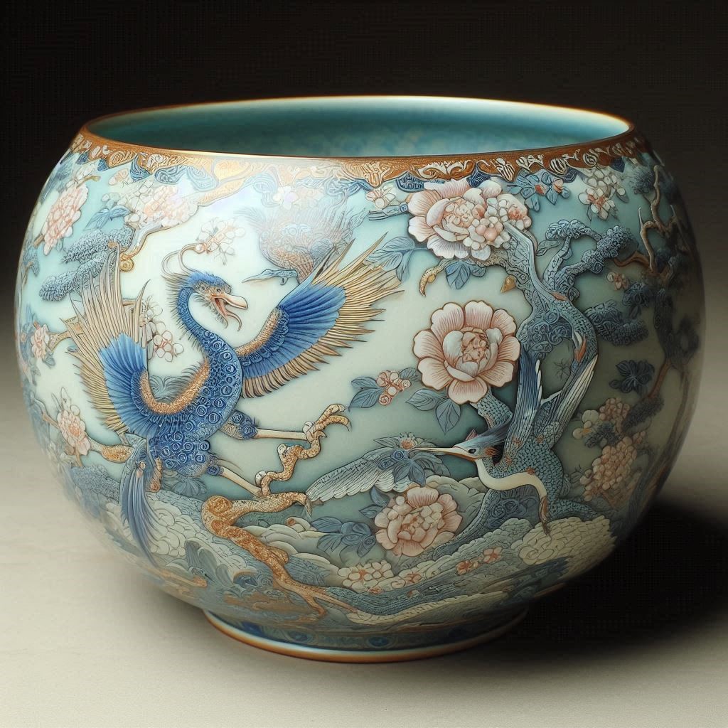 antique satsuma meiji period blue marked