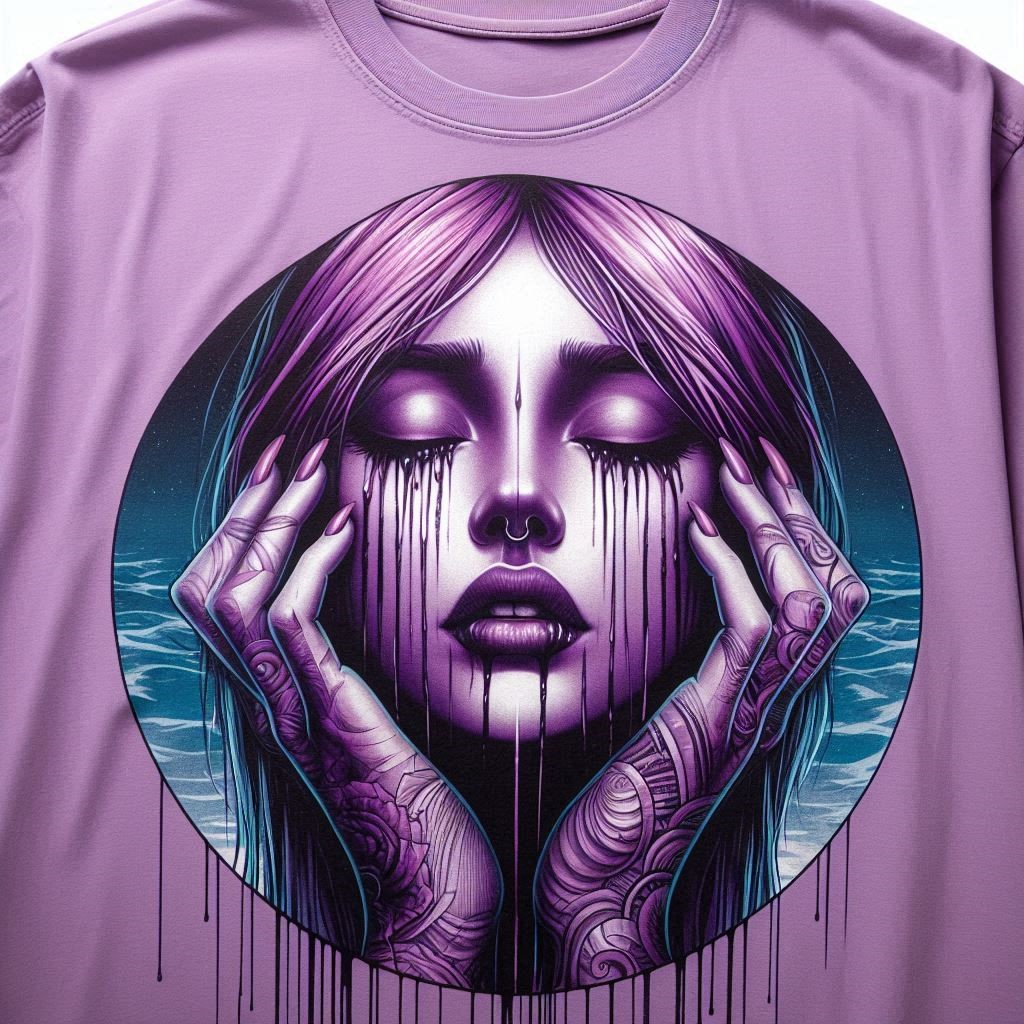 Denim tears printing t shirt purple